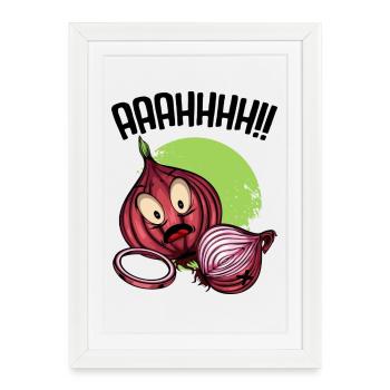Illustration néon du chaos d’oignon - Affiche encadrée (27 × 37 cm) - blanc - Devant