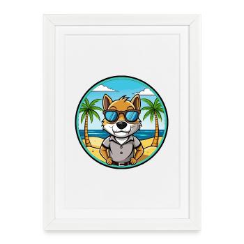 Majorca Ratter Dog Breed Cartoon Sunglasses Beach - Framed poster (27 × 37 cm) - white - Front