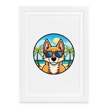 Lunettes de soleil de dessin animé de race de chien Fox Terrier du Chili - Affiche encadrée (27 × 37 cm) - blanc - Devant
