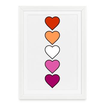Lesbian Lesbian Hearts - Framed poster (27 × 37 cm) - white - Front