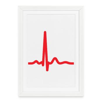Heartbeat ECG Line Medical Pulse Wave Icon Vector - Framed poster (27 × 37 cm) - white - Front