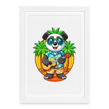 Funny Panda Summer Beach Sunglasses Hawaiian - Framed poster (27 × 37 cm) - white - Front