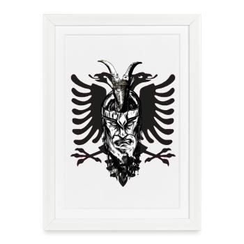 Skenderbeg Albanie Kosovo Idée cadeau - Affiche encadrée (27 × 37 cm) - blanc - Devant