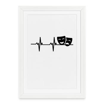 Drame Masques Théâtre Palpitations cardiaques - Affiche encadrée (27 × 37 cm) - blanc - Devant