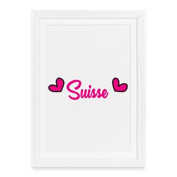 SUISSE. HUMOUR. PAYS. DRAPEAU. GENEVE. LAUSANNE - Affiche encadrée (27 × 37 cm) - blanc - Devant