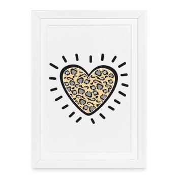 Leopard Heart Burst - Framed poster (27 × 37 cm) - white - Front