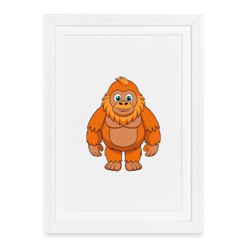 Big Foot Cute Mascot Cartoon Character Kawaii - Framed poster (27 × 37 cm) - white - Front