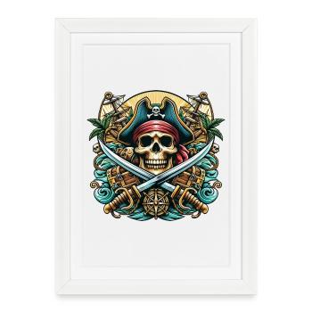 Pirate Logo - Framed poster (27 × 37 cm) - white - Front