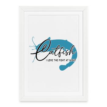 Poisson-chat, poisson-chat, pêche sportive, monstre de rivière - Affiche encadrée (27 × 37 cm) - blanc - Devant