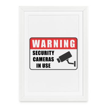 Warning CCTV Camera Badge Security Sign Icon - Framed poster (27 × 37 cm) - white - Front