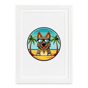 Deutsche Bracke Dog Breed Cartoon Sunglasses Beach - Framed poster (27 × 37 cm) - white - Front