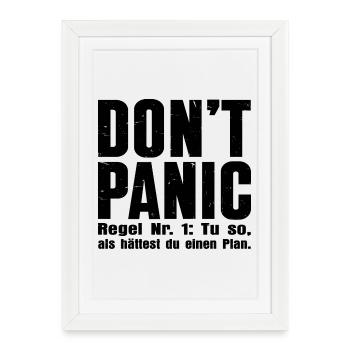 "DON'T PANIC" – The cult shirt - Framed poster (27 × 37 cm) - white - Front