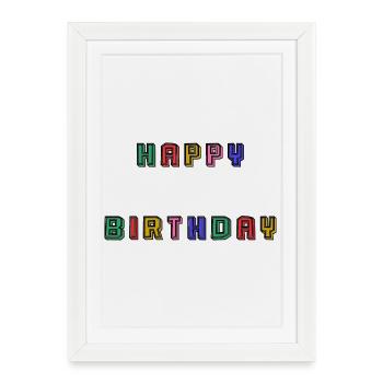 HAPPY BIRTHDAY - Affiche encadrée (27 × 37 cm) - blanc - Devant
