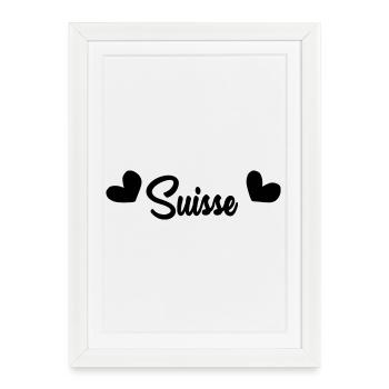 SCHWEIZ. HUMOR. LAND. FLAGGE. GENF. LAUSANNE - Gerahmtes Poster (27 × 37 cm) - Weiß - Vorne