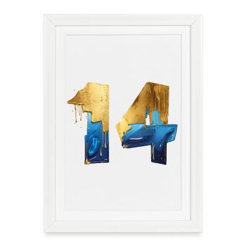 NON. 14 NUMÉRO 14 COOL 14E ANNIVERSAIRE - Affiche encadrée (27 × 37 cm) - blanc - Devant