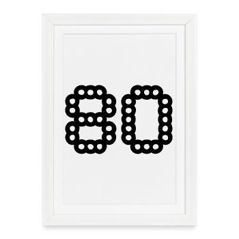 80. 80 ANS. 80e ANNIVERSAIRE. ANNIVERSAIRE 80 ANS. - Affiche encadrée (27 × 37 cm) - blanc - Devant