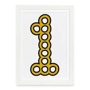 1. 1 AN. 1er ANNIVERSAIRE. ANNIVERSAIRE 1 AN - Affiche encadrée (27 × 37 cm) - blanc - Devant