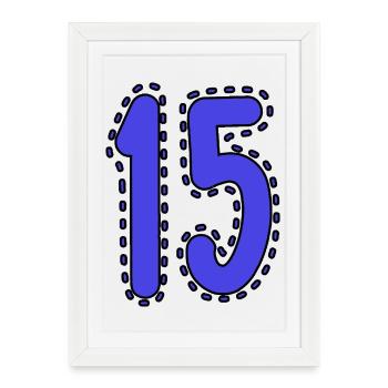 15. 15 ANS. 15e ANNIVERSAIRE. ANNIVERSAIRE 15 ANS. - Affiche encadrée (27 × 37 cm) - blanc - Devant