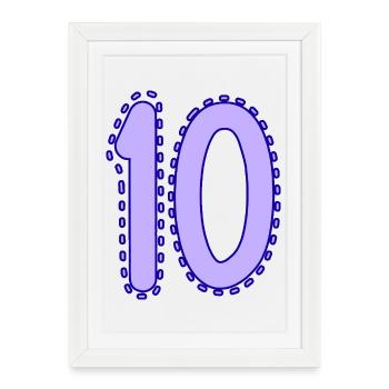 10. 10 ANS. 10e ANNIVERSAIRE. ANNIVERSAIRE 10 ANS. - Affiche encadrée (27 × 37 cm) - blanc - Devant