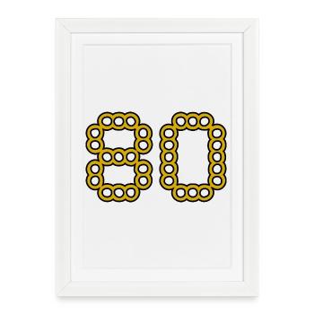 80. 80 YEARS. 80th ANNIVERSARY. 80 YEARS ANNIVERSARY. - Framed poster (27 × 37 cm) - white - Front