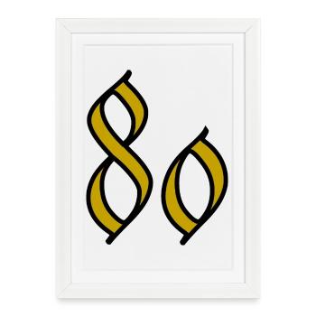80. 80 ANS. 80e ANNIVERSAIRE. ANNIVERSAIRE 80 ANS. - Affiche encadrée (27 × 37 cm) - blanc - Devant