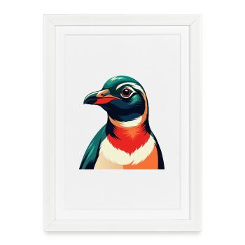 Penguin Cartoon Character Colorful Pet Animal - Framed poster (27 × 37 cm) - white - Front