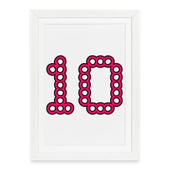 10. 10 ANS. 10e ANNIVERSAIRE. ANNIVERSAIRE 10 ANS. - Affiche encadrée (27 × 37 cm) - blanc - Devant