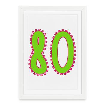 80. 80 ANS. 80e ANNIVERSAIRE. ANNIVERSAIRE 80 ANS. - Affiche encadrée (27 × 37 cm) - blanc - Devant