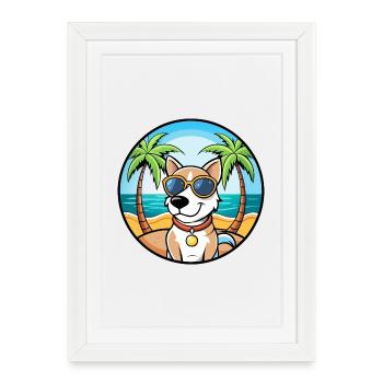 Ariege Pointer Dog Breed Cartoon Sunglasses Beach - Framed poster (27 × 37 cm) - white - Front