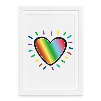 Rainbow Heart Pride Emblem - Framed poster (27 × 37 cm) - white - Front