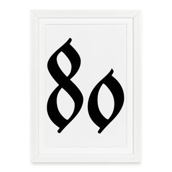 80. 80 ANS. 80e ANNIVERSAIRE. ANNIVERSAIRE 80 ANS. - Affiche encadrée (27 × 37 cm) - blanc - Devant