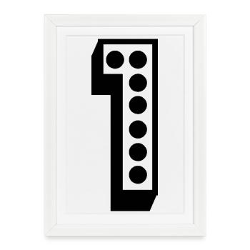 1. 1 AN. 1er ANNIVERSAIRE. ANNIVERSAIRE 1 AN - Affiche encadrée (27 × 37 cm) - blanc - Devant