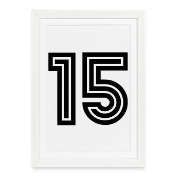 15. 15 ANS. 15e ANNIVERSAIRE. ANNIVERSAIRE 15 ANS. - Affiche encadrée (27 × 37 cm) - blanc - Devant