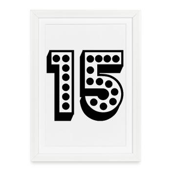 15. 15 ANS. 15e ANNIVERSAIRE. ANNIVERSAIRE 15 ANS. - Affiche encadrée (27 × 37 cm) - blanc - Devant