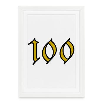 100. 100 ANS. 100e ANNIVERSAIRE. ANNIVERSAIRE 100 - Affiche encadrée (27 × 37 cm) - blanc - Devant