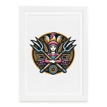 Fille du village logo - Affiche encadrée (27 × 37 cm) - blanc - Devant