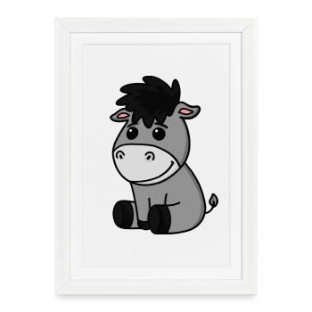 Bébé âne - Affiche encadrée (27 × 37 cm) - blanc - Devant