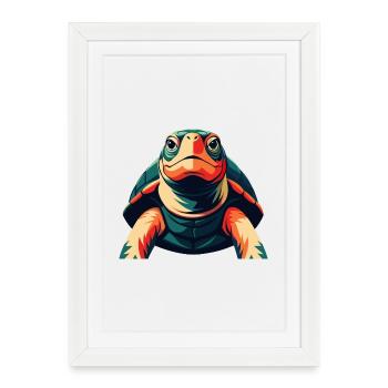 Turtle Cartoon Character Colorful Pet Animal - Framed poster (27 × 37 cm) - white - Front