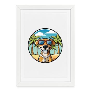 Southern Hound Dog Breed Cartoon Sunglasses Beach - Framed poster (27 × 37 cm) - white - Front
