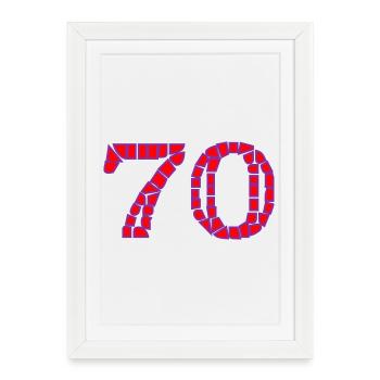 70. 70 ANS. 70e ANNIVERSAIRE. ANNIVERSAIRE 70 ANS. - Affiche encadrée (27 × 37 cm) - blanc - Devant