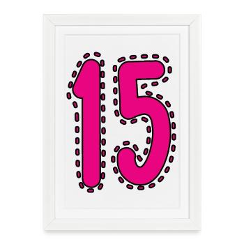 15. 15 ANS. 15e ANNIVERSAIRE. ANNIVERSAIRE 15 ANS. - Affiche encadrée (27 × 37 cm) - blanc - Devant
