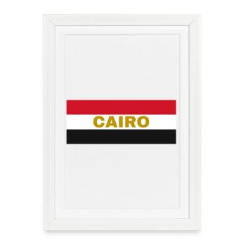La ville du Caire aux couleurs du drapeau égyptien - Affiche encadrée (27 × 37 cm) - blanc - Devant