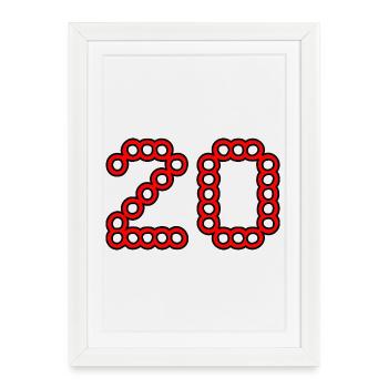 20. 20 YEARS. 20th ANNIVERSARY. 20 YEARS ANNIVERSARY. - Framed poster (27 × 37 cm) - white - Front
