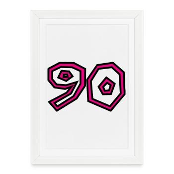 90. 90 ANS. 90e ANNIVERSAIRE. ANNIVERSAIRE 90 ANS. - Affiche encadrée (27 × 37 cm) - blanc - Devant
