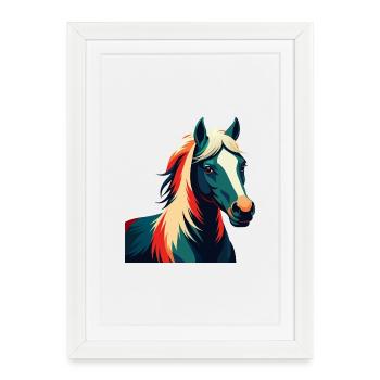 Pony Cartoon Character Colorful Pet Animal - Framed poster (27 × 37 cm) - white - Front