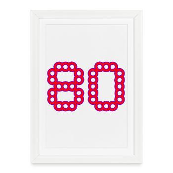 80. 80 YEARS. 80th ANNIVERSARY. 80 YEARS ANNIVERSARY. - Framed poster (27 × 37 cm) - white - Front