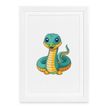 Anaconda Cute Mascot Cartoon Character Kawaii - Framed poster (27 × 37 cm) - white - Front