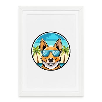 Carolina Dog Breed Cartoon Sunglasses Beach - Framed poster (27 × 37 cm) - white - Front