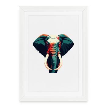 Elephant Cartoon Character Colorful Pet Animal - Framed poster (27 × 37 cm) - white - Front