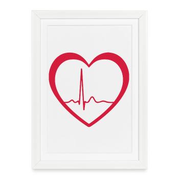 Heartbeat ECG Line Medical Pulse Wave Icon Vector - Framed poster (27 × 37 cm) - white - Front